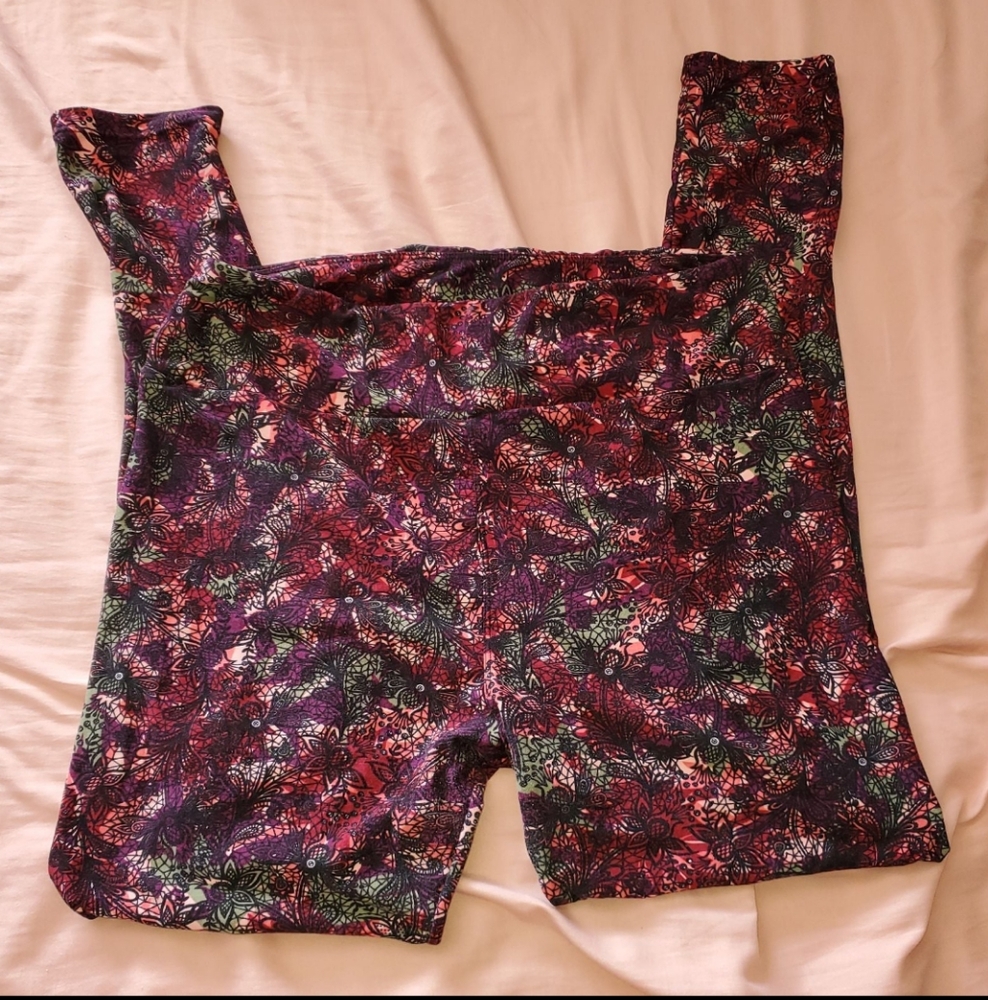 LuLaRoe Tc Leggings - Purple and Pink Floral